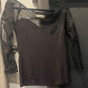 Chic Black Lace Women's Blouse